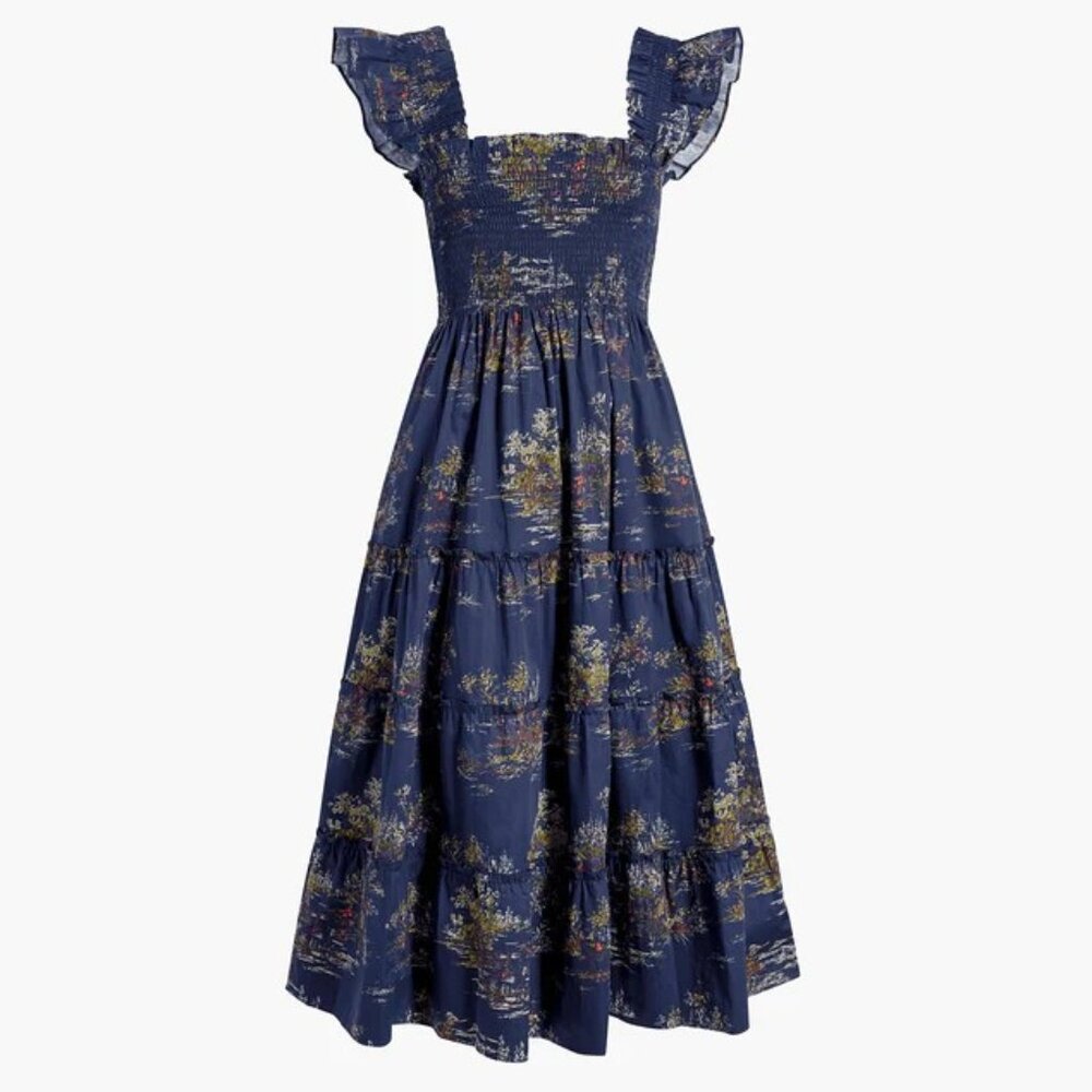 Hill House Home Ellie Nap Dress Navy Equestrian Toile $178